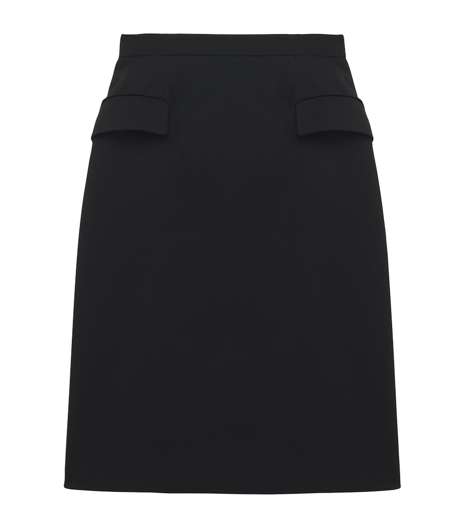McQueen Black Wool-Blend Midi Skirt
