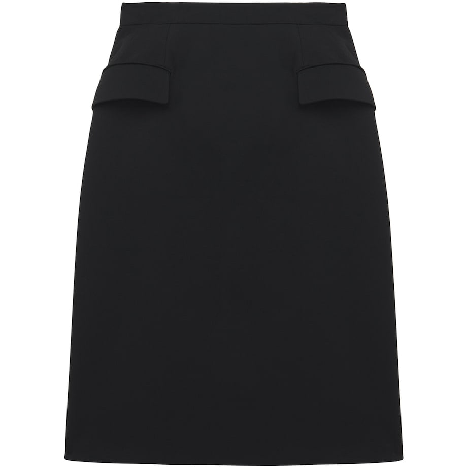 McQueen Black Wool-Blend Midi Skirt