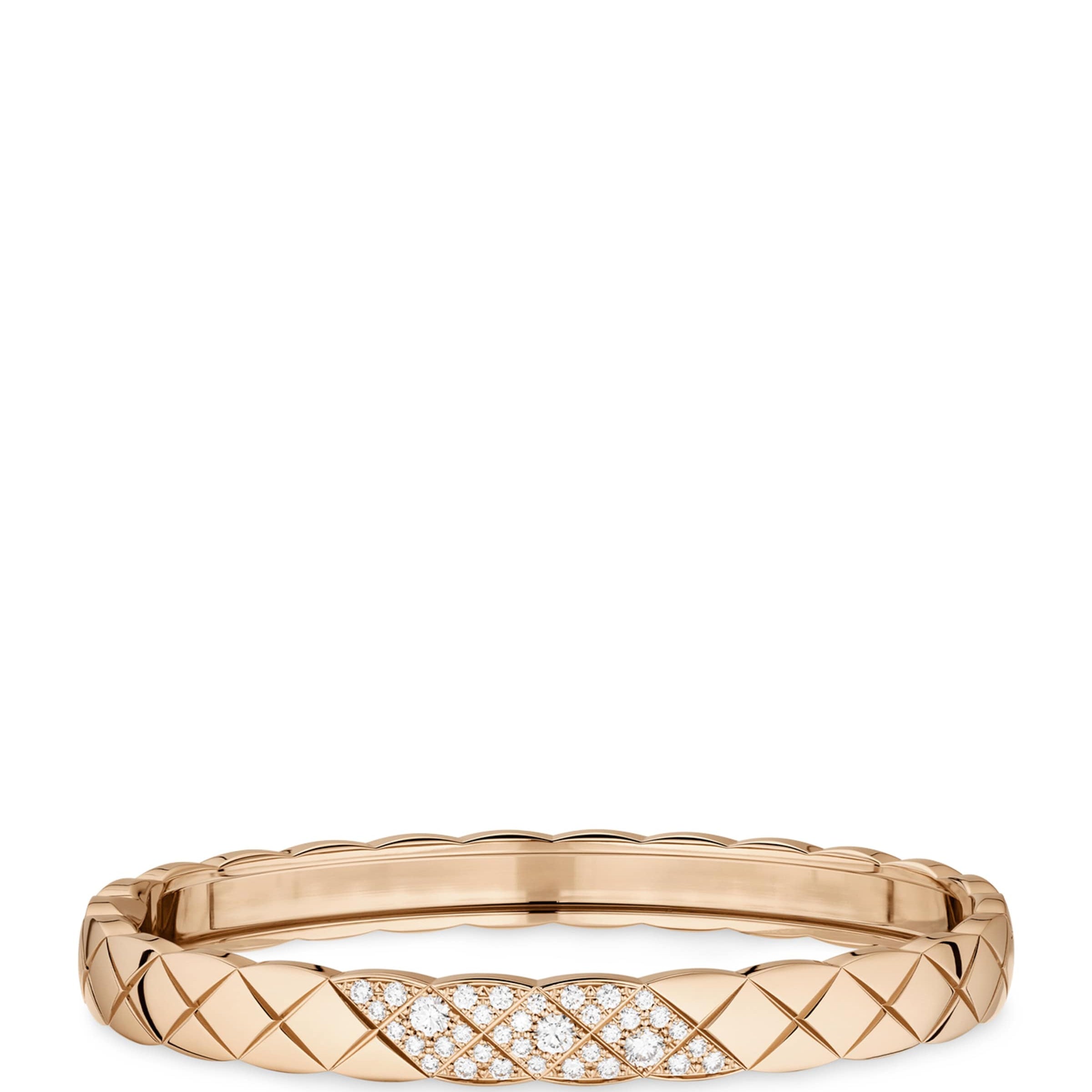 CHANEL Beige Gold and Diamond Coco Crush Bangle