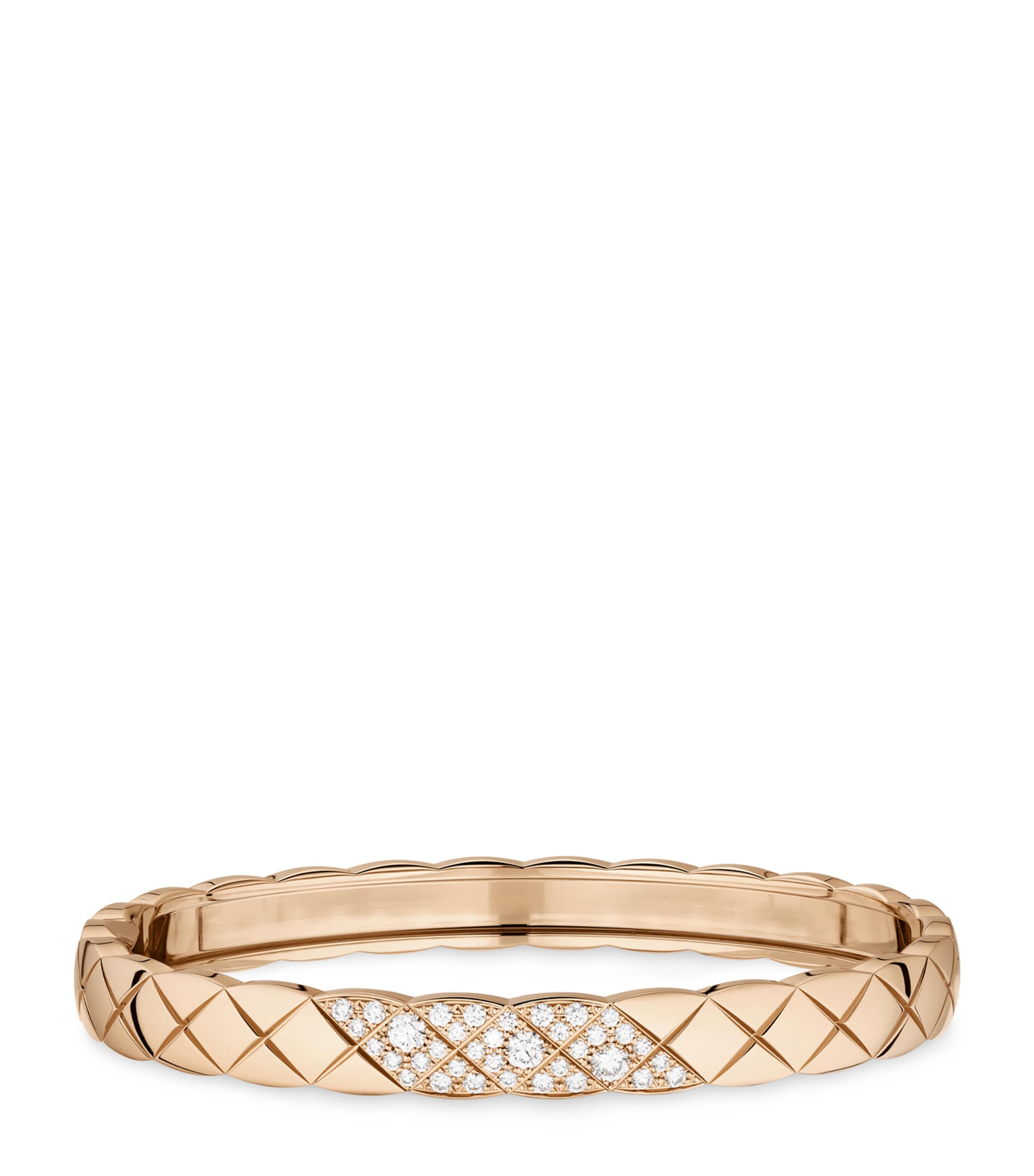 CHANEL Beige Gold and Diamond Coco Crush Bangle