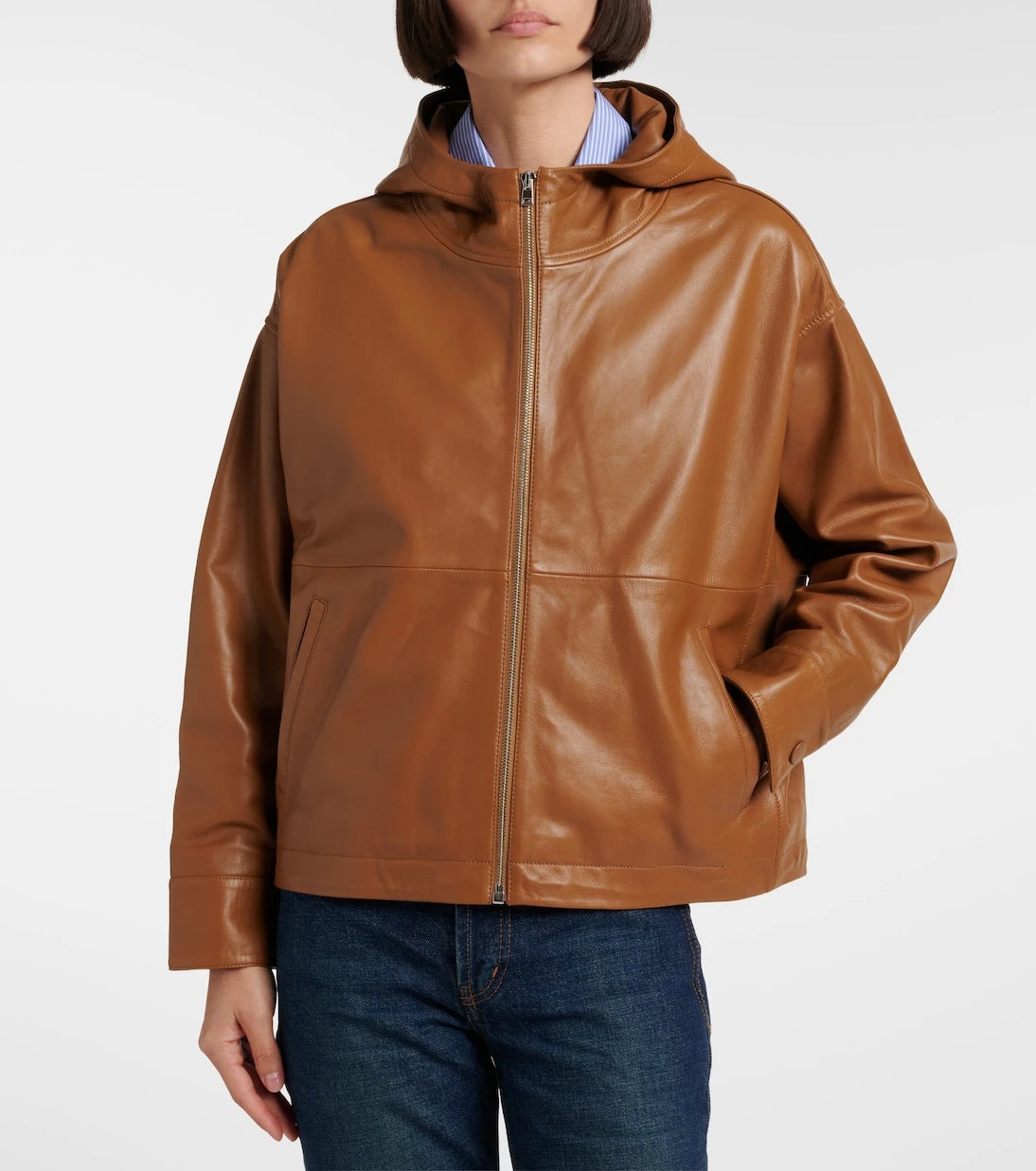 Yves Salomon - Hooded leather jacket