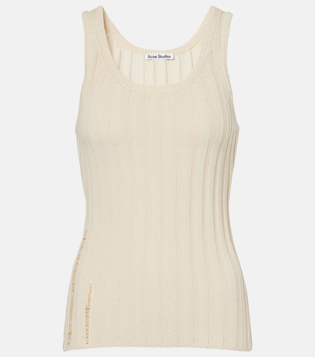 Acne Studios - Distressed ribbed-knit cotton-blend tank top
