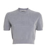 Grey Cotton-Blend Chenille Logo T-Shirt