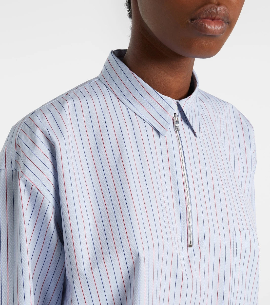 Prada - Chevron striped oversized cotton shirt