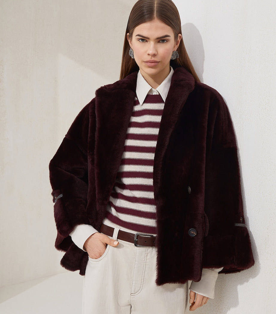 Red Shearling Reversible Overcoat