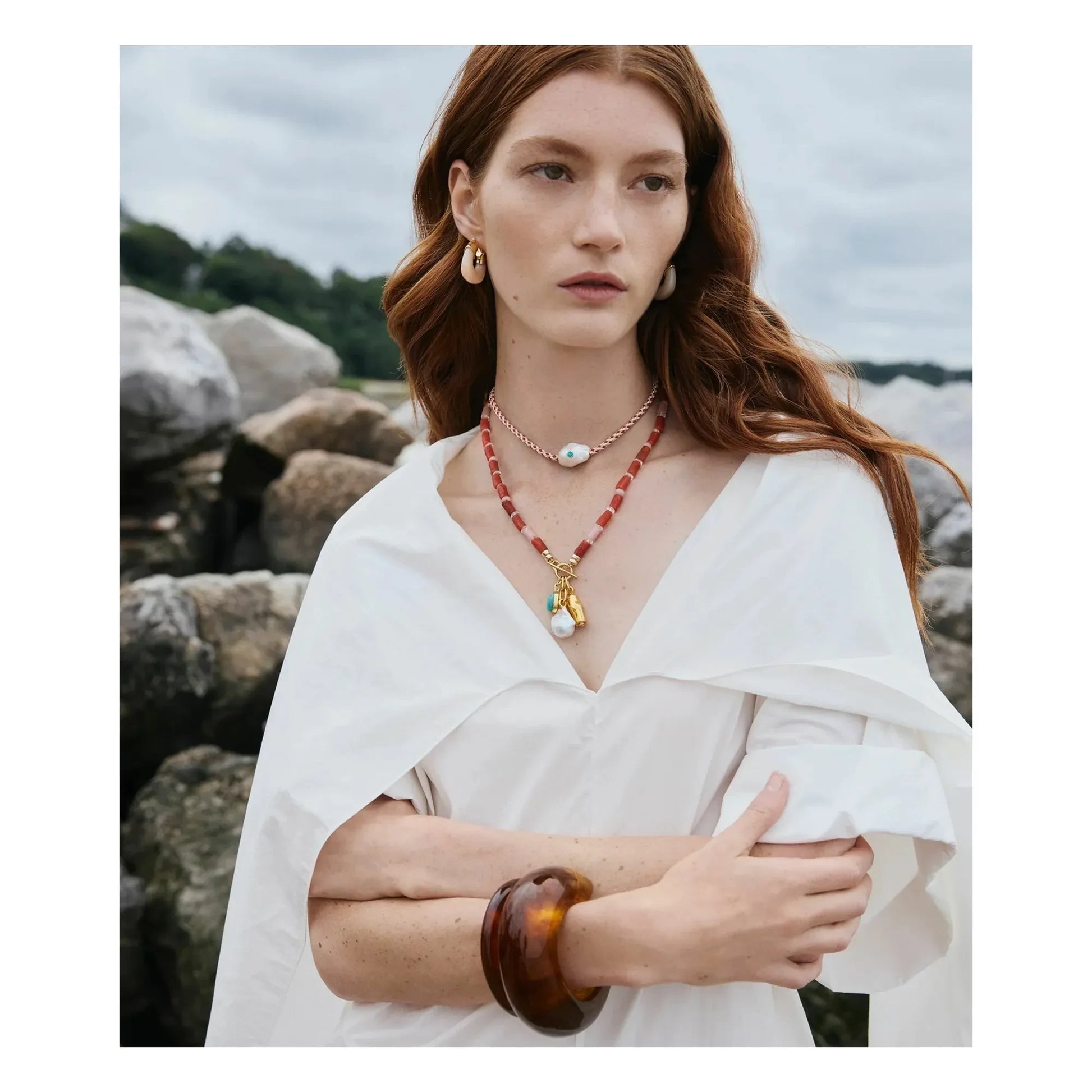 Lizzie Fortunato - Mini Organic Earrings | Beige