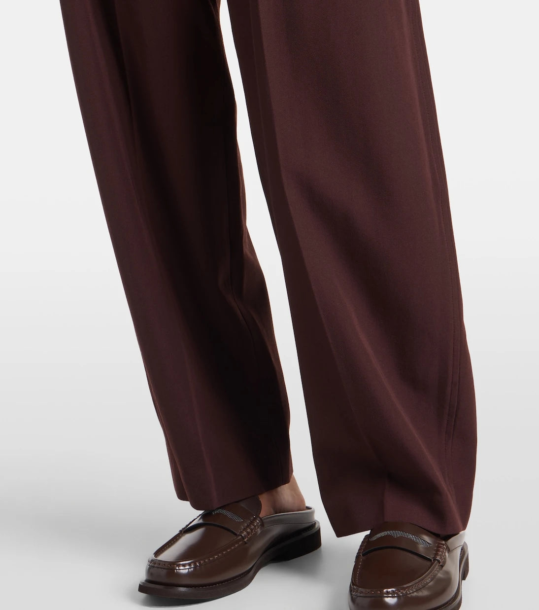 Brunello Cucinelli - بنطلون صوف وقطن بقصّة مستقيمة