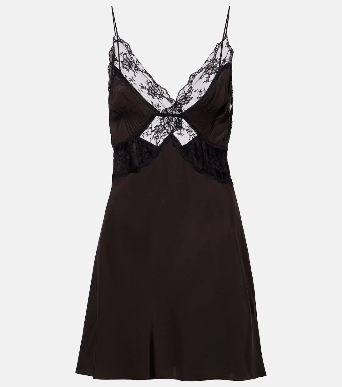SIR - Lace-trimmed silk minidress