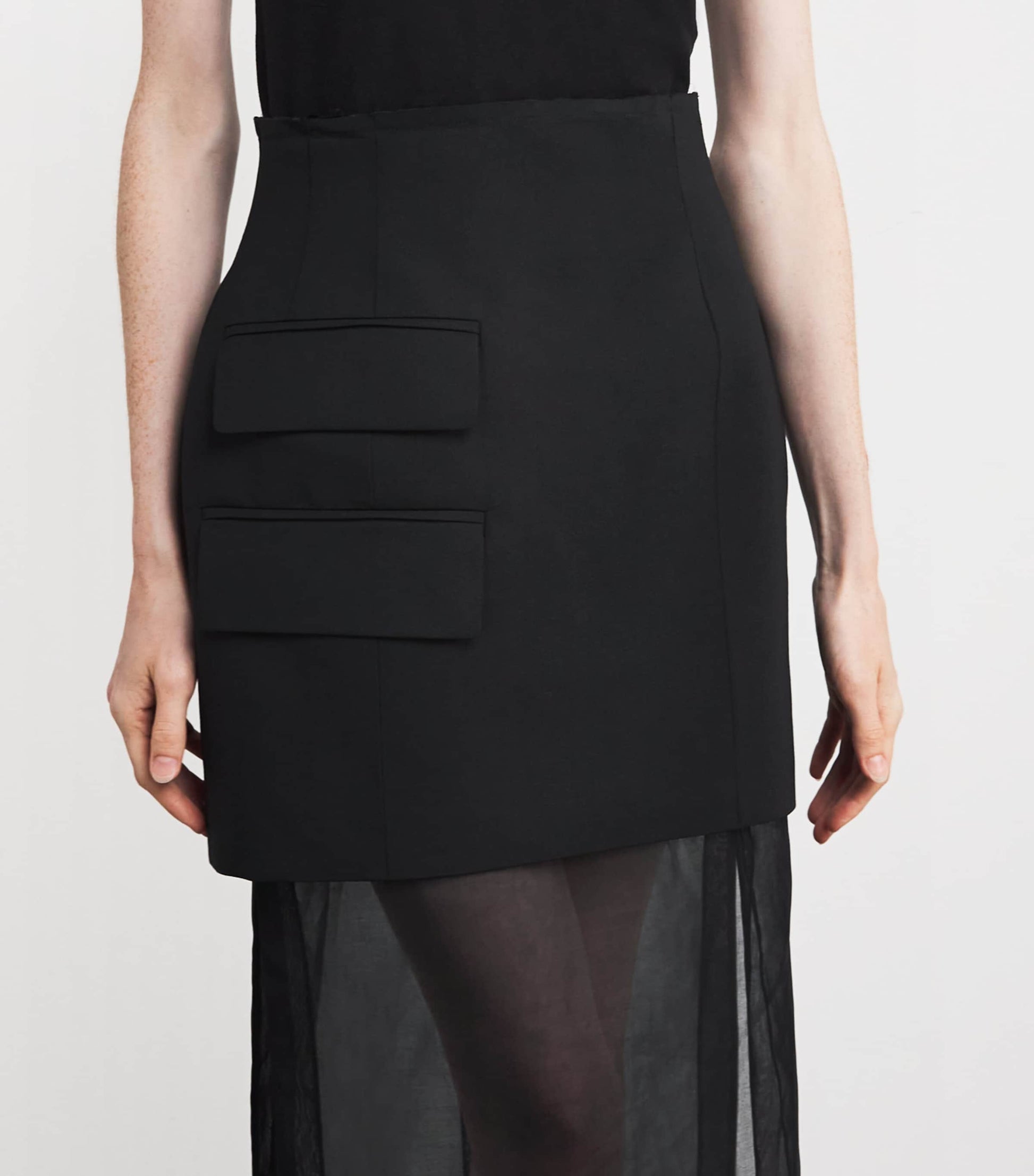 A.W.A.K.E. Mode Black Virgin Wool Basque Maxi Skirt