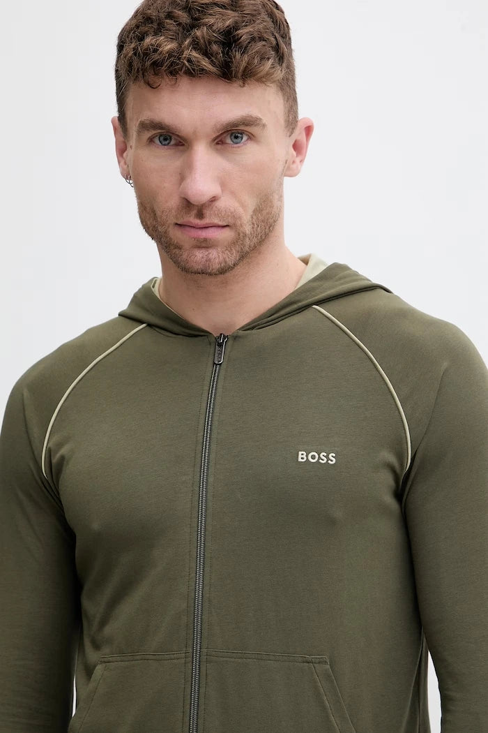 BOSS erkek pamuk ve elastan fermuarlı kapüşonlu sweatshirt Mix&Match Jacket H