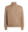 Brown Merino Wool Geese Half-Zip Jumper
