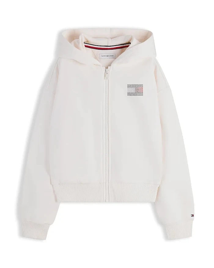 Tommy Hilfiger pamuklu fermuarlı kapüşonlu çocuk sweatshirt