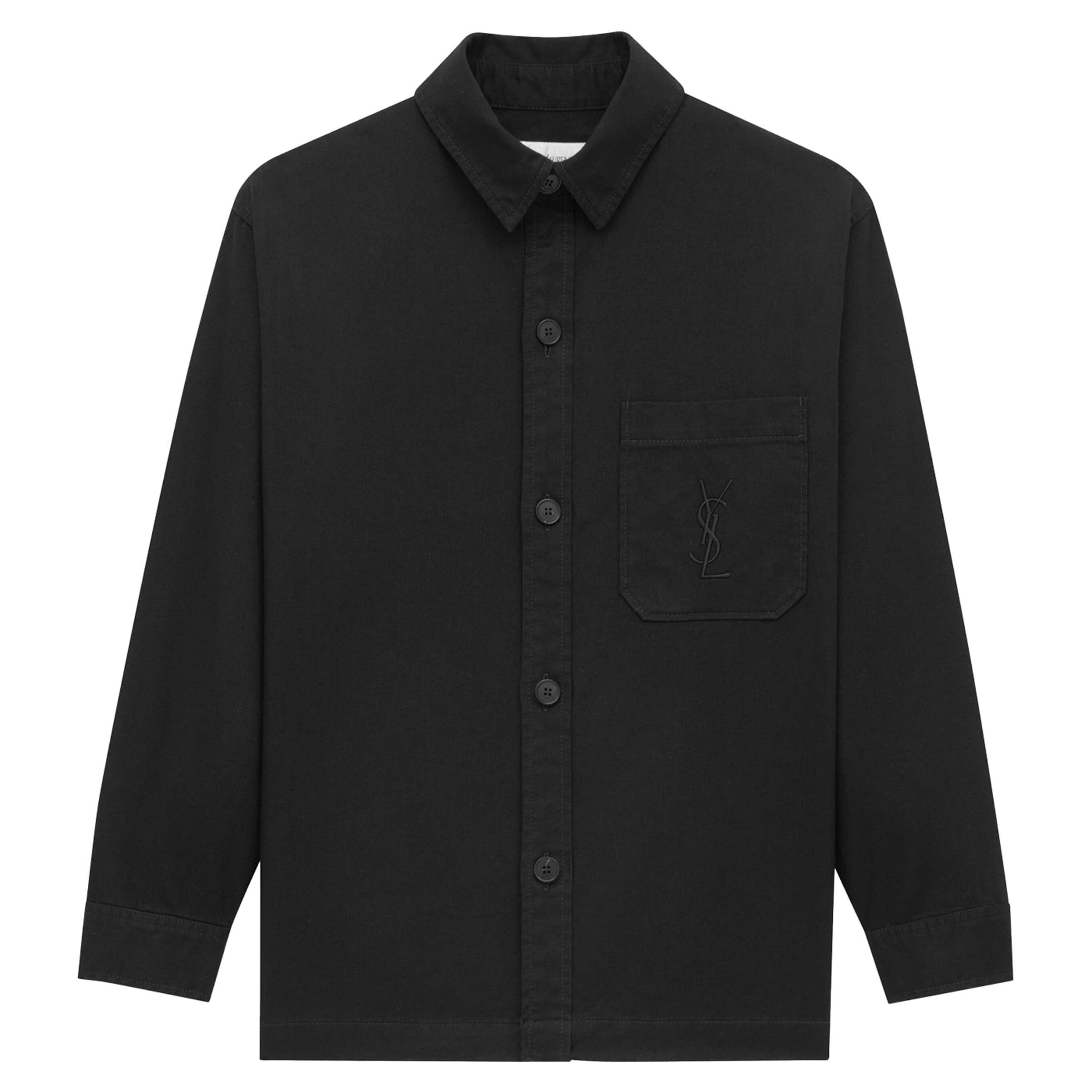 Saint Laurent Black Cotton-Linen Cassandre Overshirt