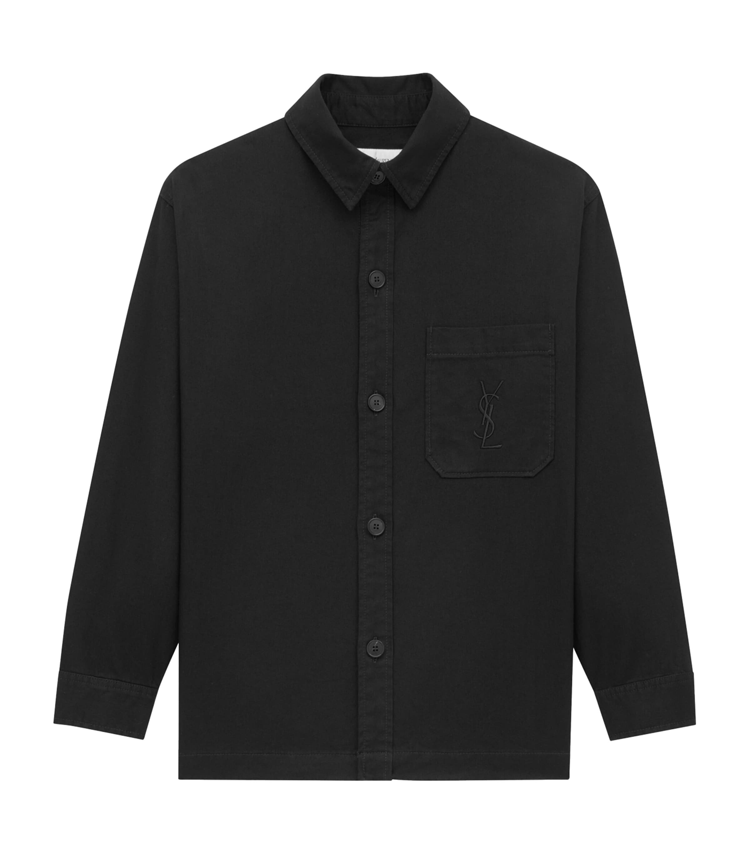 Saint Laurent Black Cotton-Linen Cassandre Overshirt