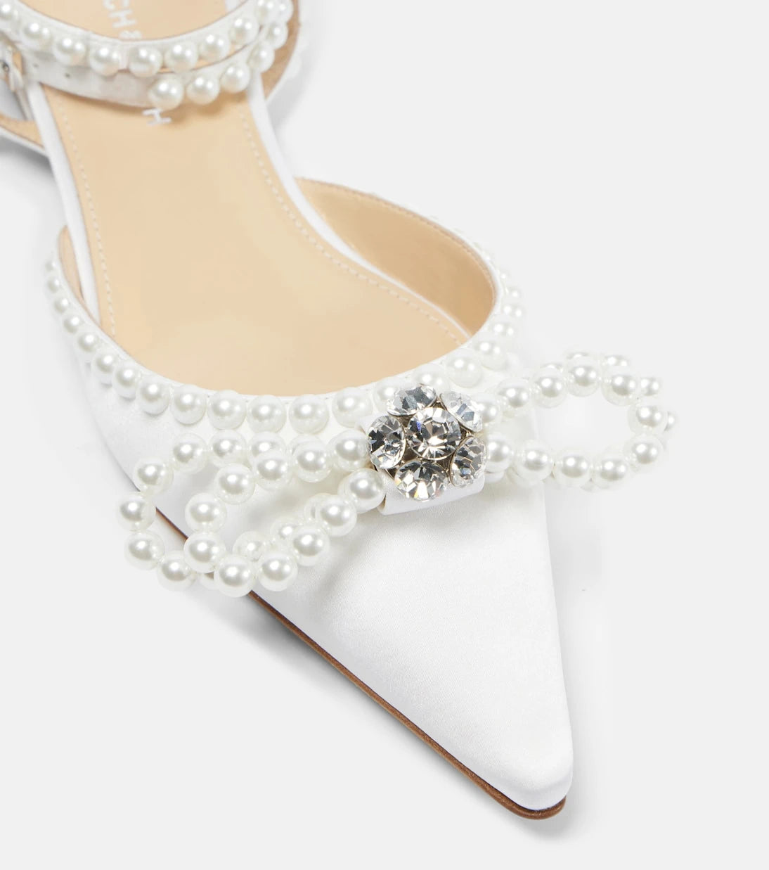 Mach & Mach - Double Bow embellished satin ballet flats