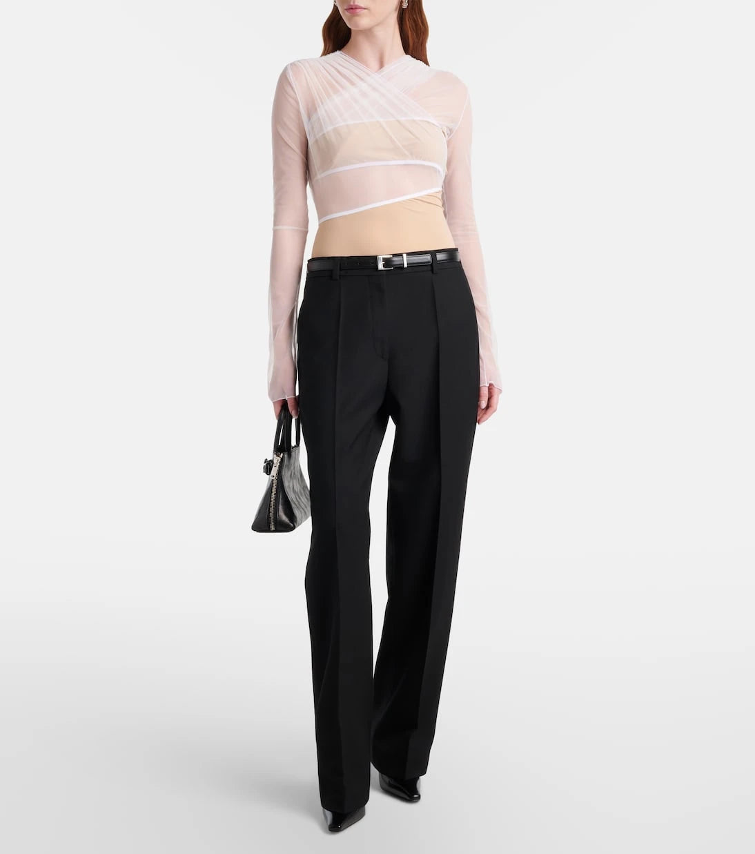 Nensi Dojaka - Cutout ruched sheer bodysuit