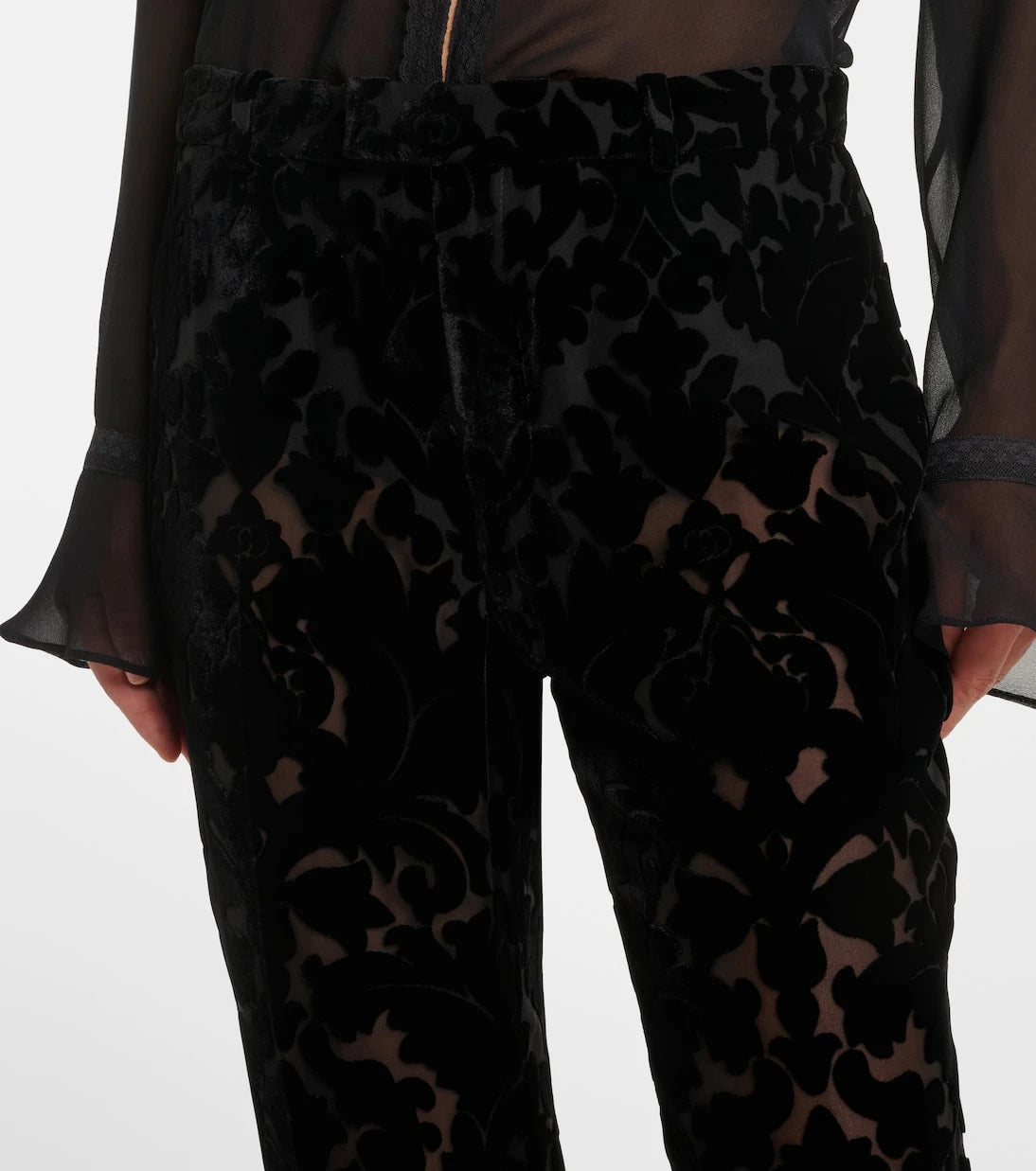 Gucci - Floral devoré velour straight pants
