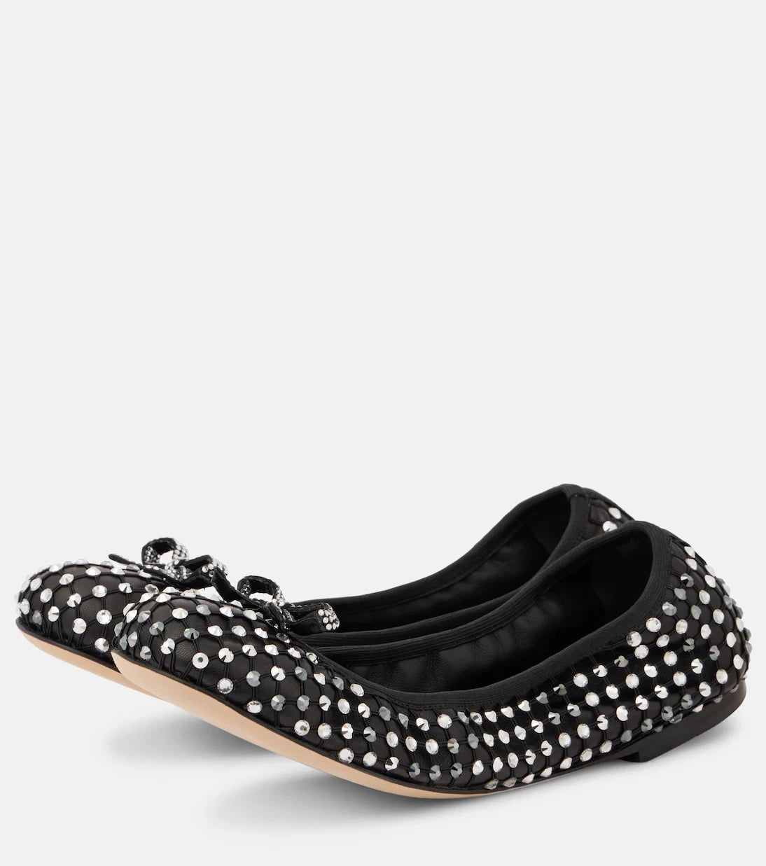 Rene Caovilla - Crystal-embellished leather ballet flats