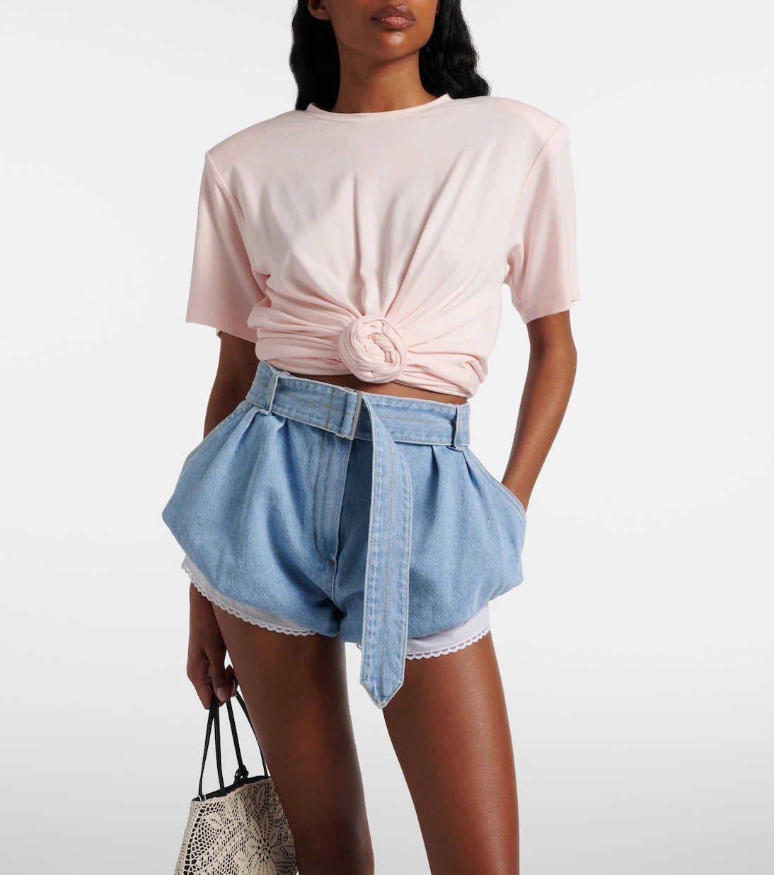 Magda Butrym - Belted high-rise denim shorts