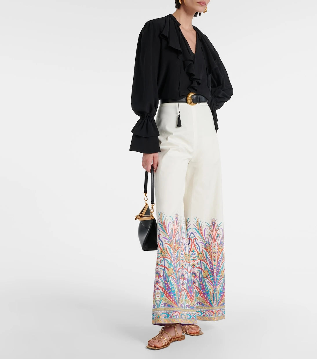 Etro - Printed cotton-blend wide-leg pants