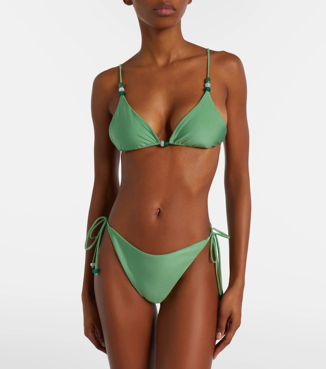 Jade Swim - Via beaded triangle bikini top