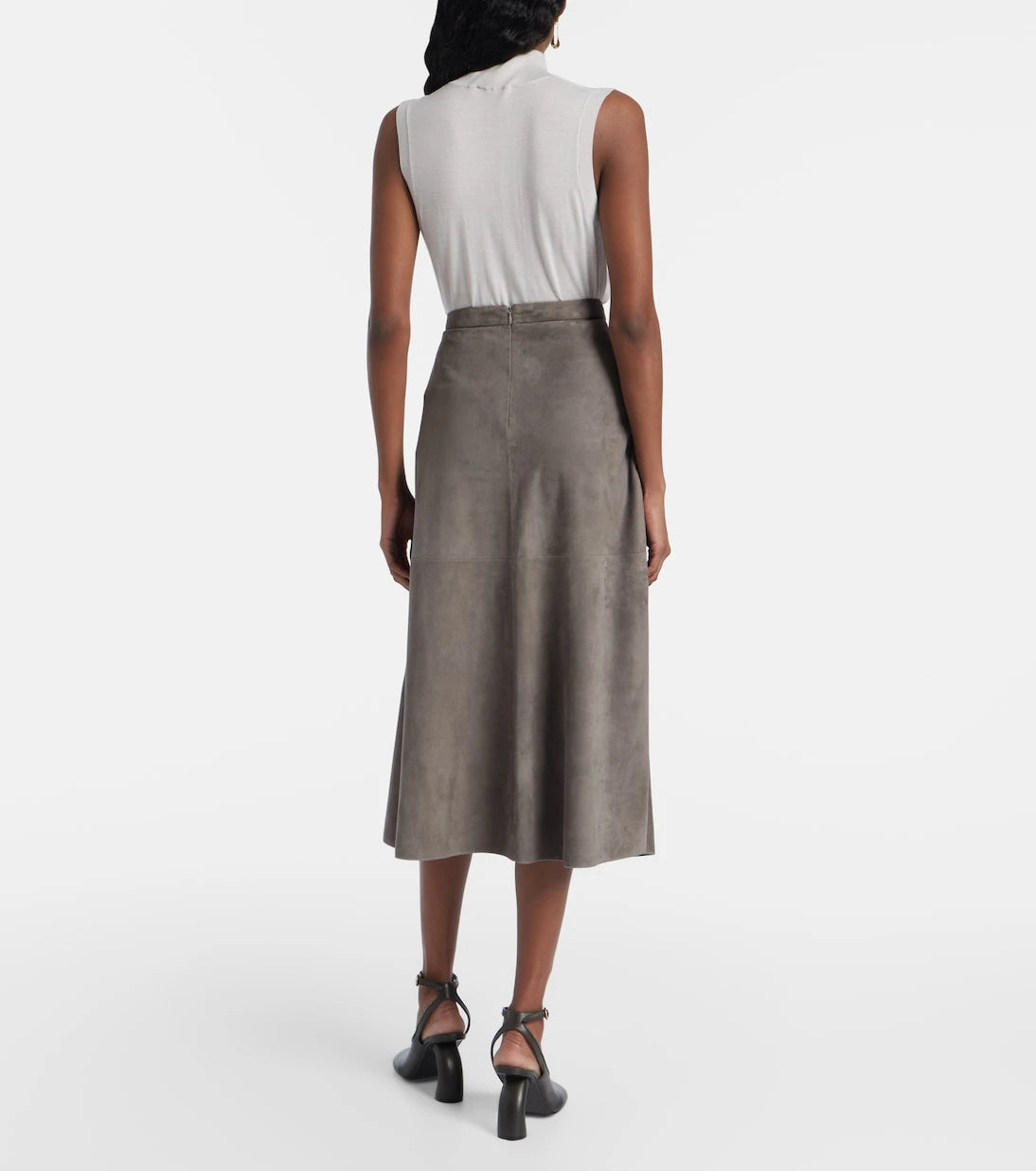 'S Max Mara - تنورة ميدي من الشامواه