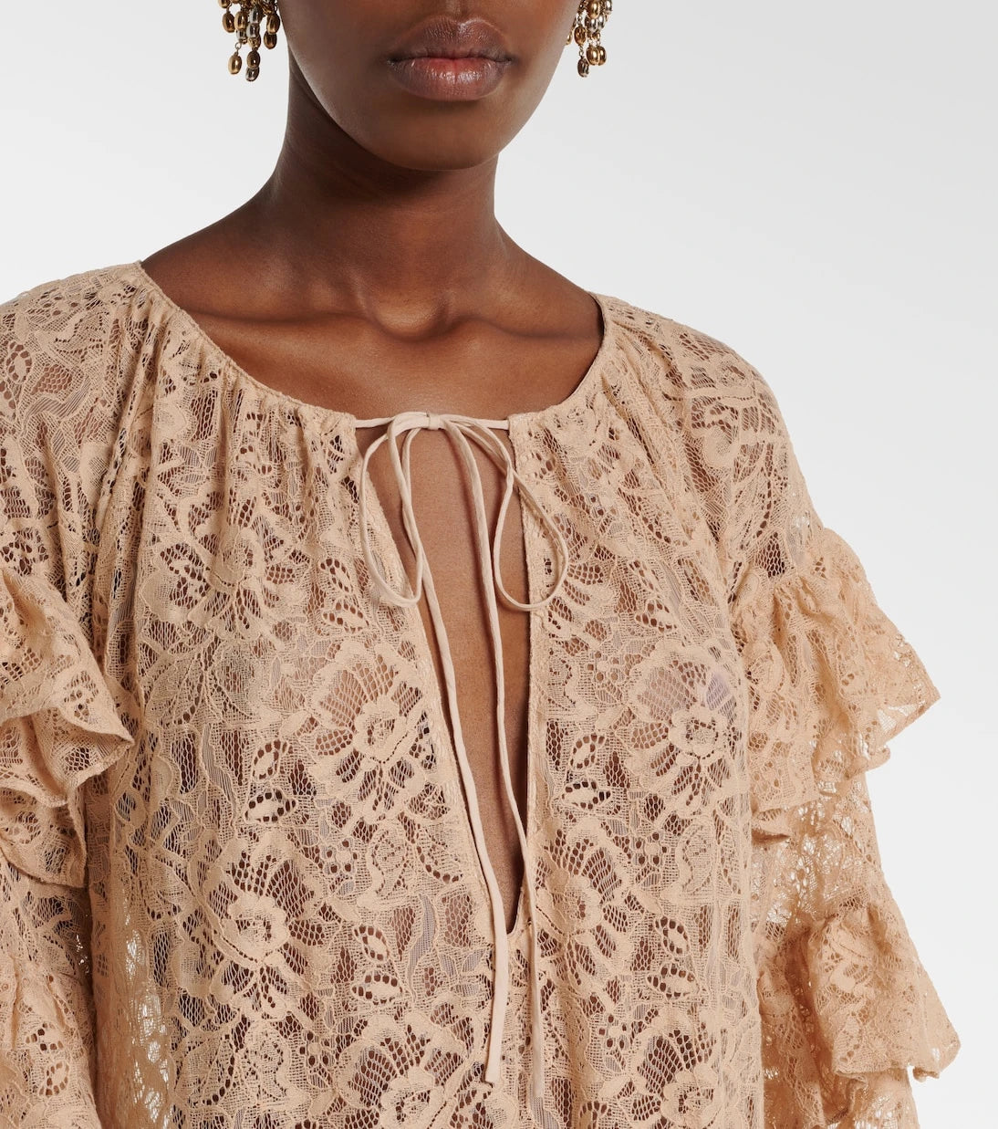 Adriana Degreas - Ruffled lace maxi dress