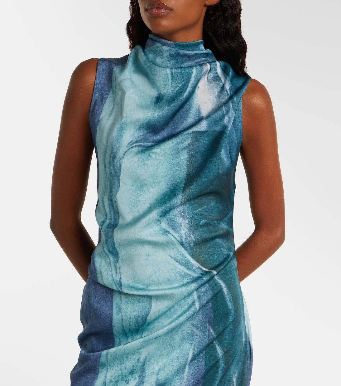 Jean Paul Gaultier - Printed draped satin maxi dress