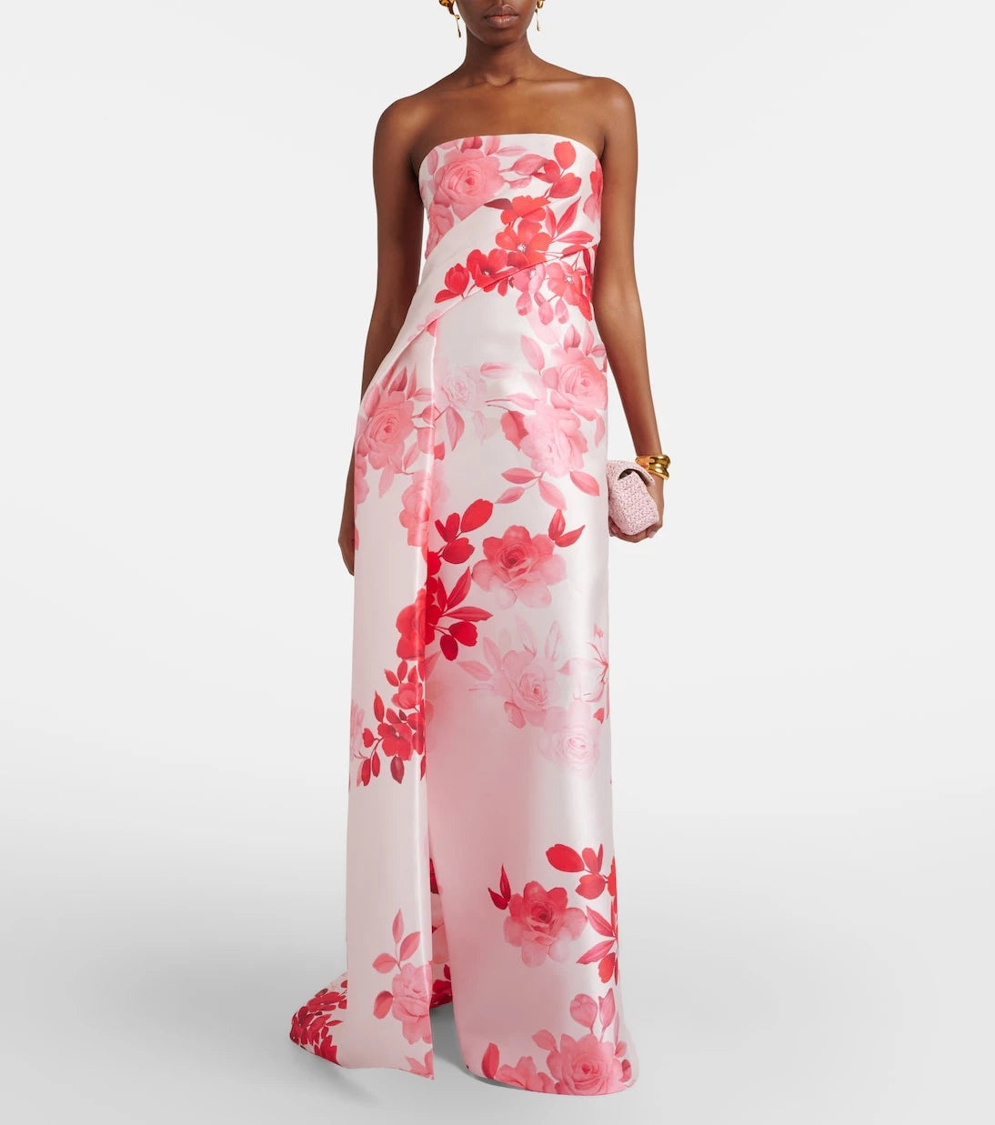 Monique Lhuillier - Floral draped satin gown