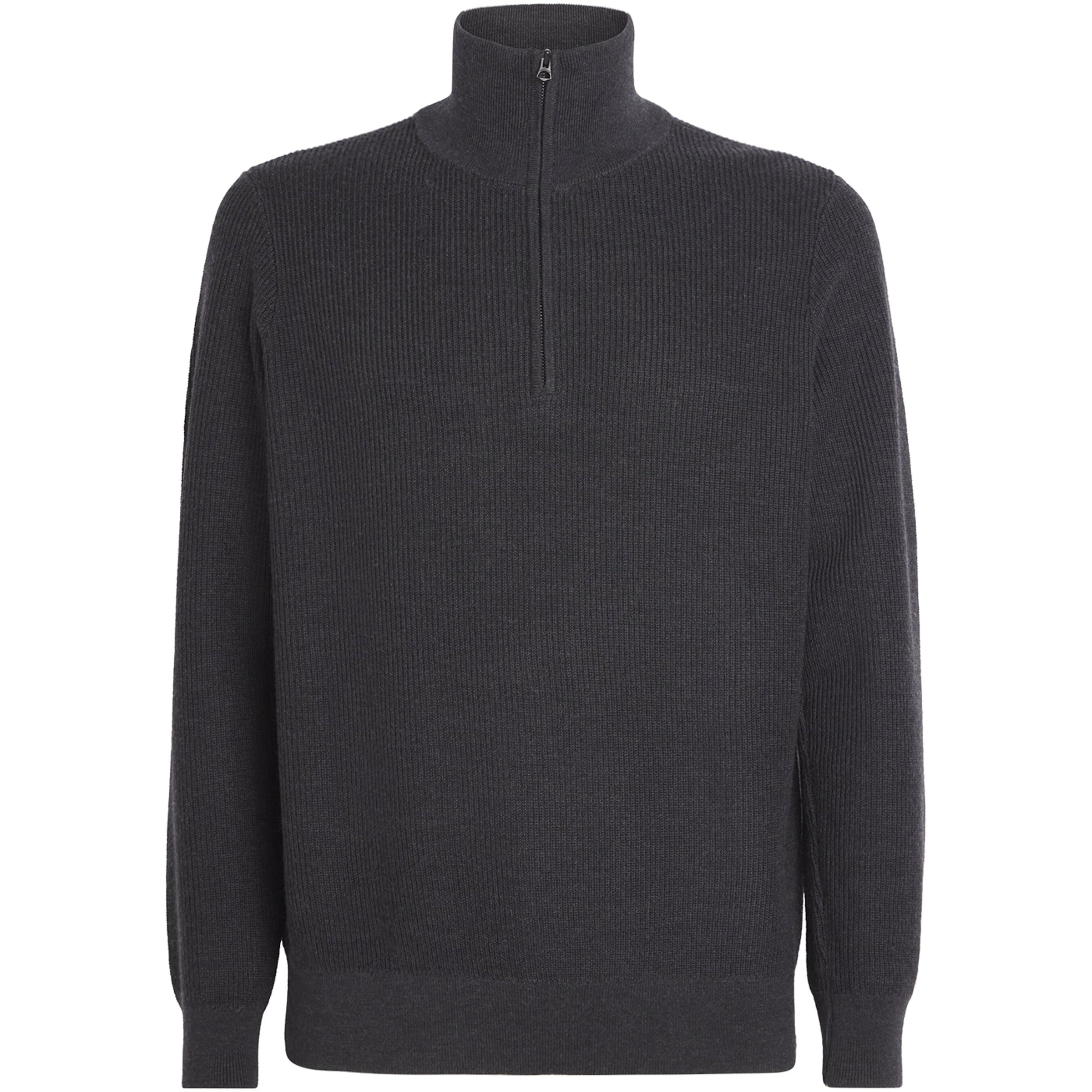 Wool-Blend Quarter Zip Sweater CHARC