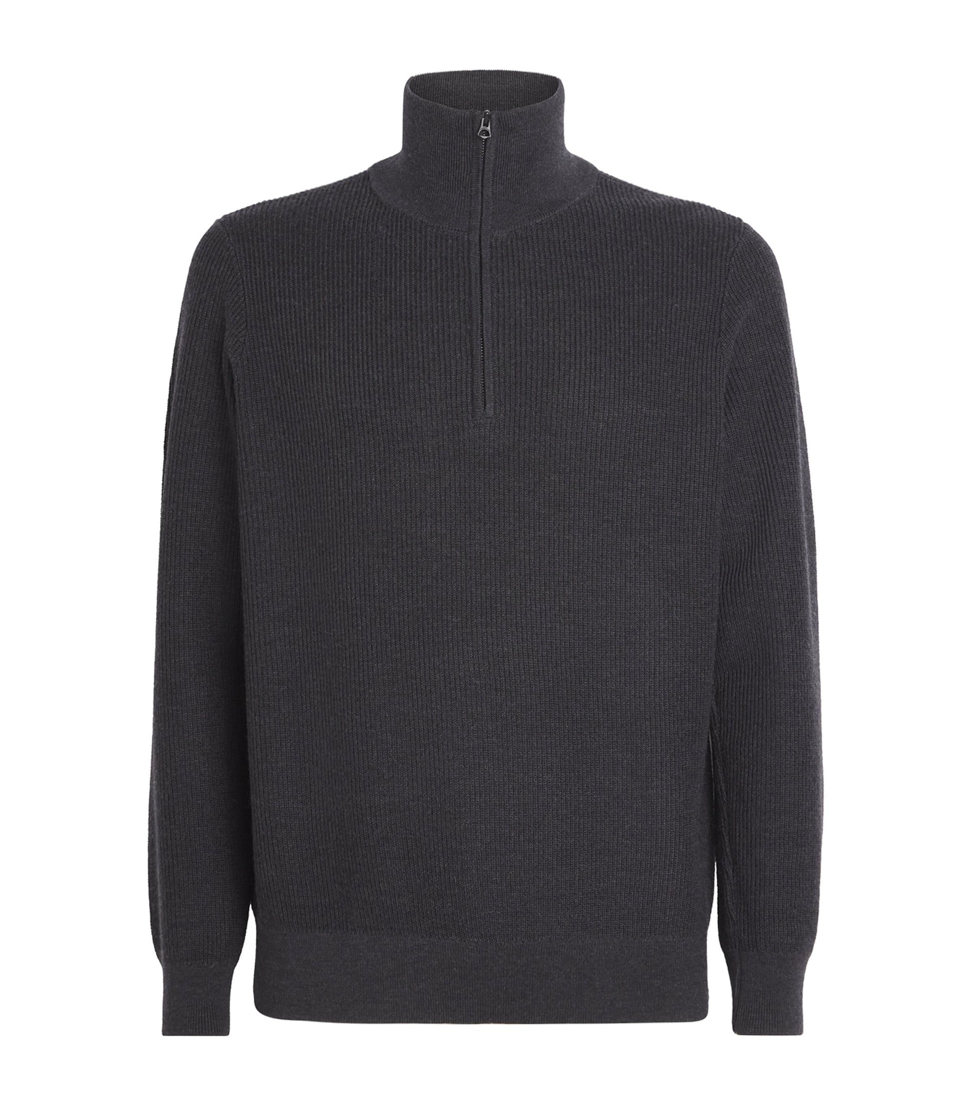 Wool-Blend Quarter Zip Sweater CHARC