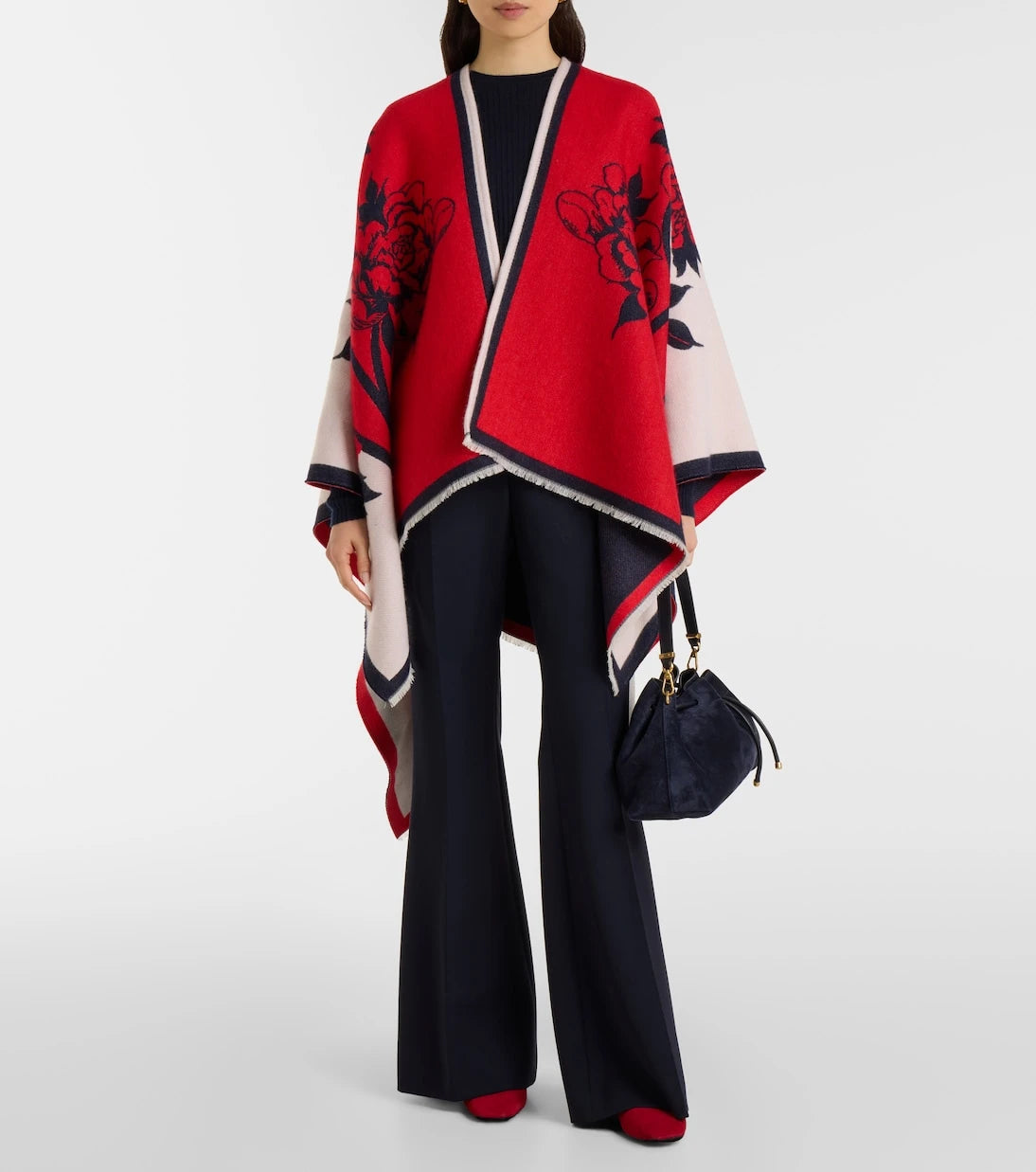 La DoubleJ - Soul floral wool and silk poncho
