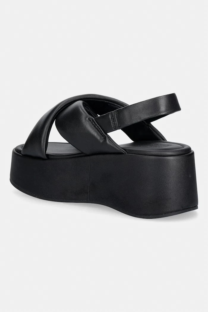Tommy Jeans kadın deri platform sandalet ayakkabı TJW PADDED STRAPS WEDGES