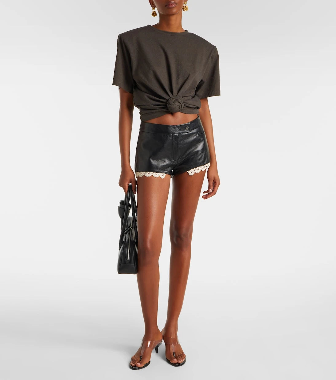 Magda Butrym - Gathered cotton and silk T-shirt