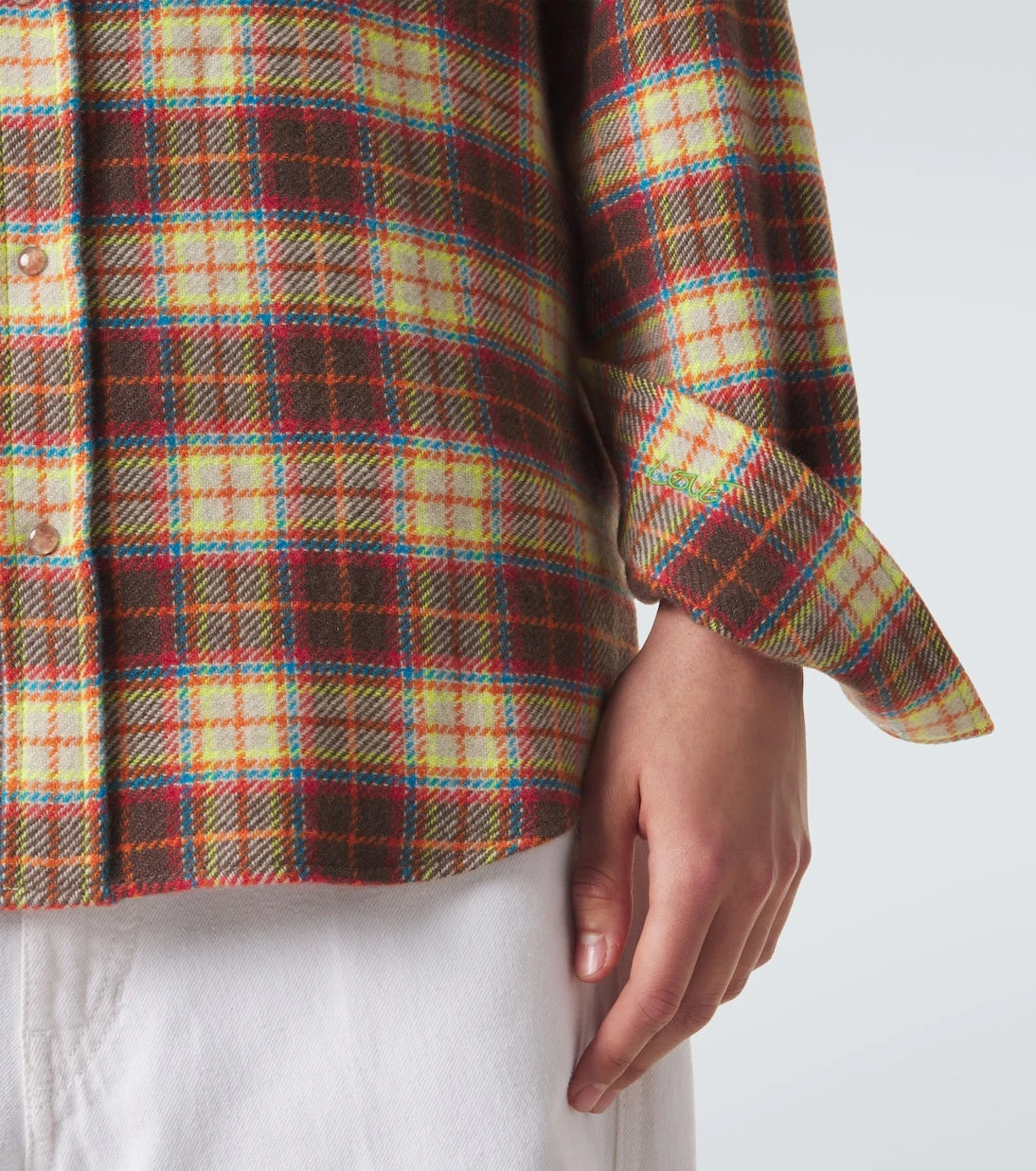 God's True Cashmere - Plaid cashmere shirt with sunstone
