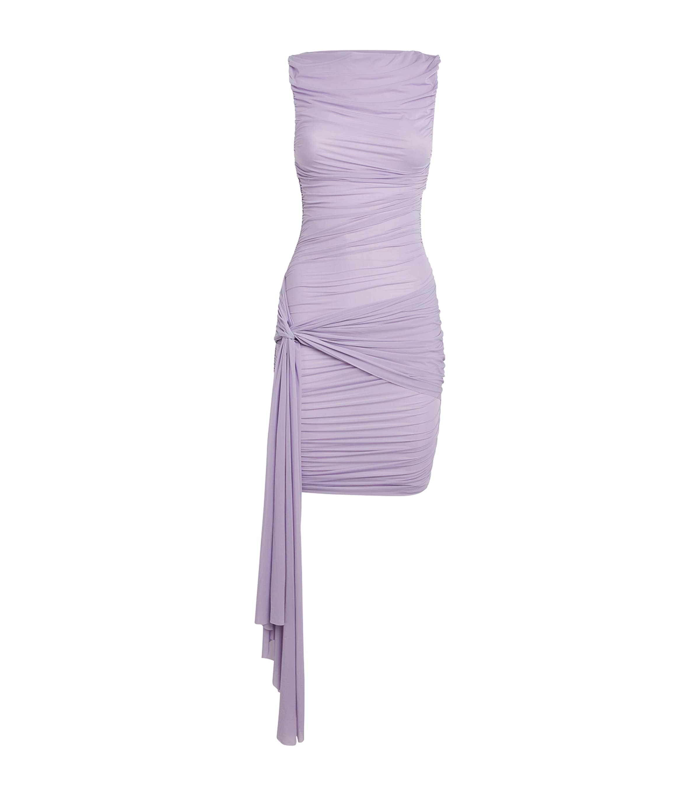 Maygel Coronel Purple Ruched Entredos Mini Dress
