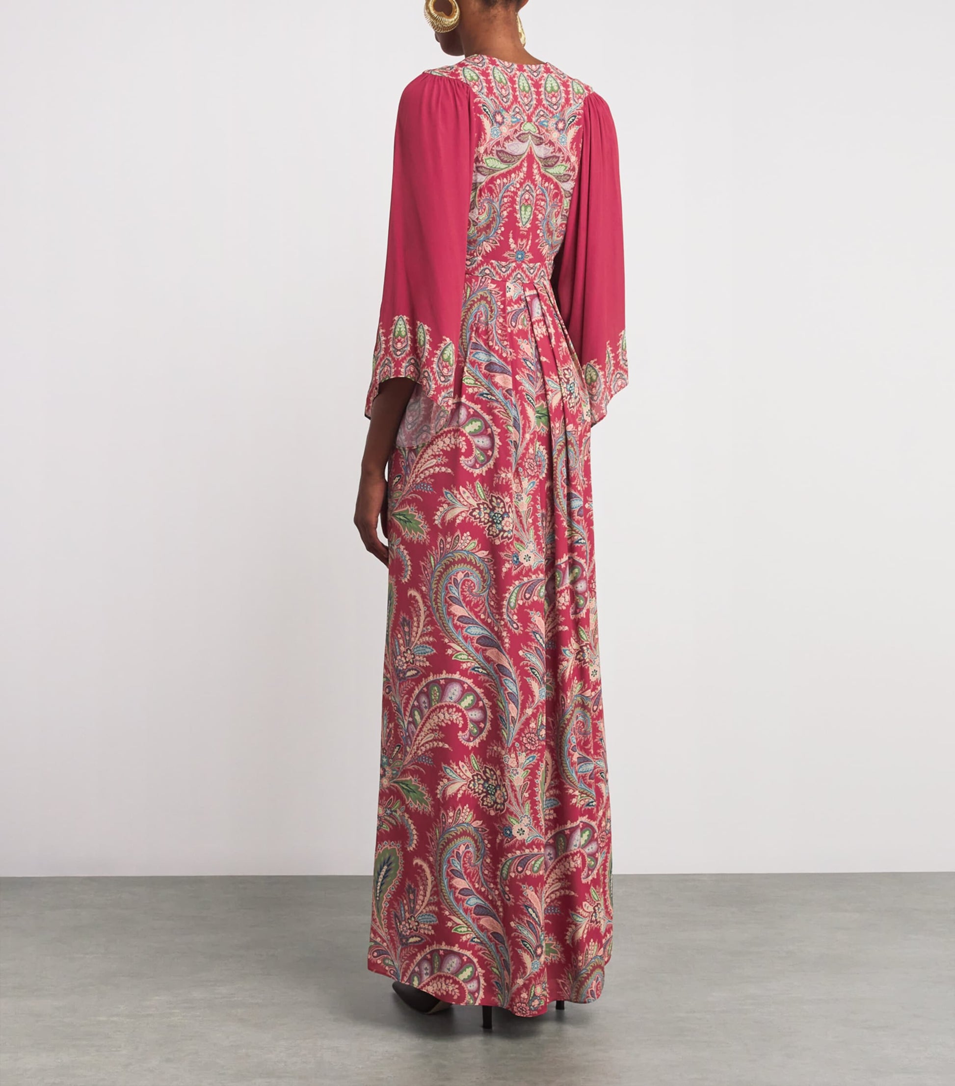 Etro Pink Crepe de Chine Paisley Maxi Dress