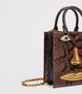 Brown Python Skin Face Top-Handle Bag