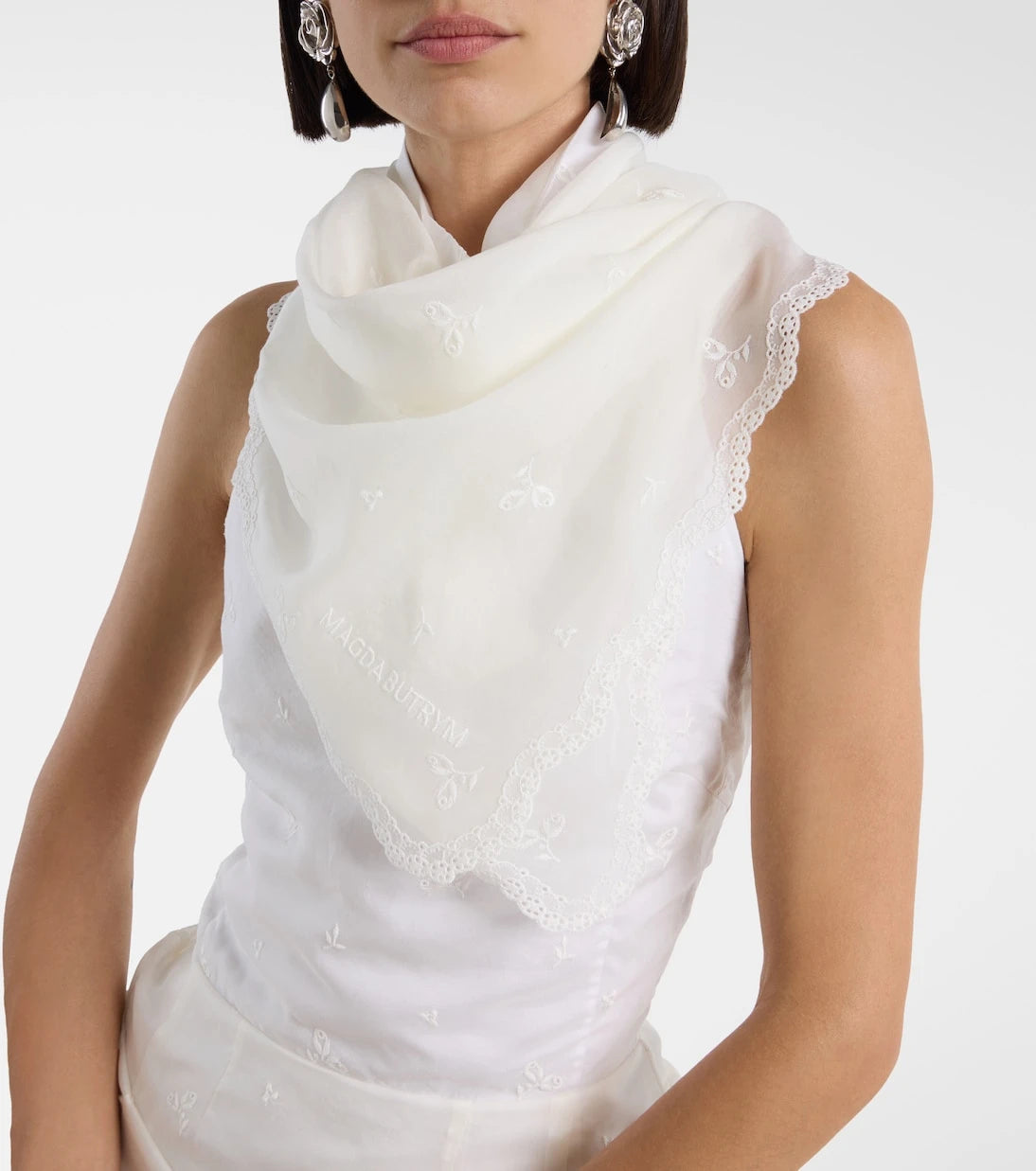 Magda Butrym - Embroidered silk, wool and cotton-blend scarf