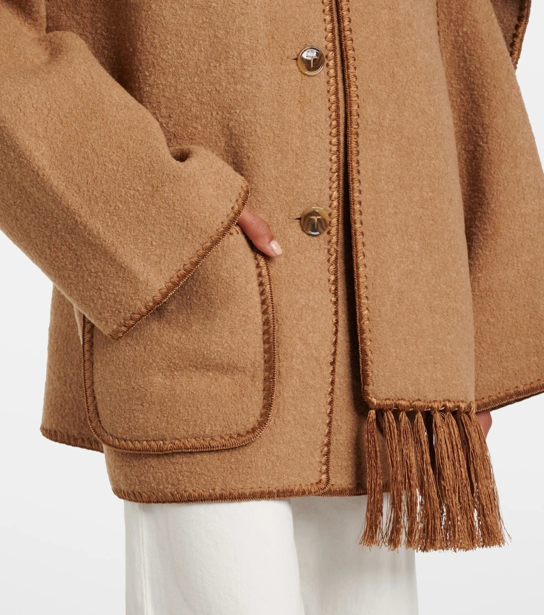 Toteme - Embroidered wool-blend scarf jacket