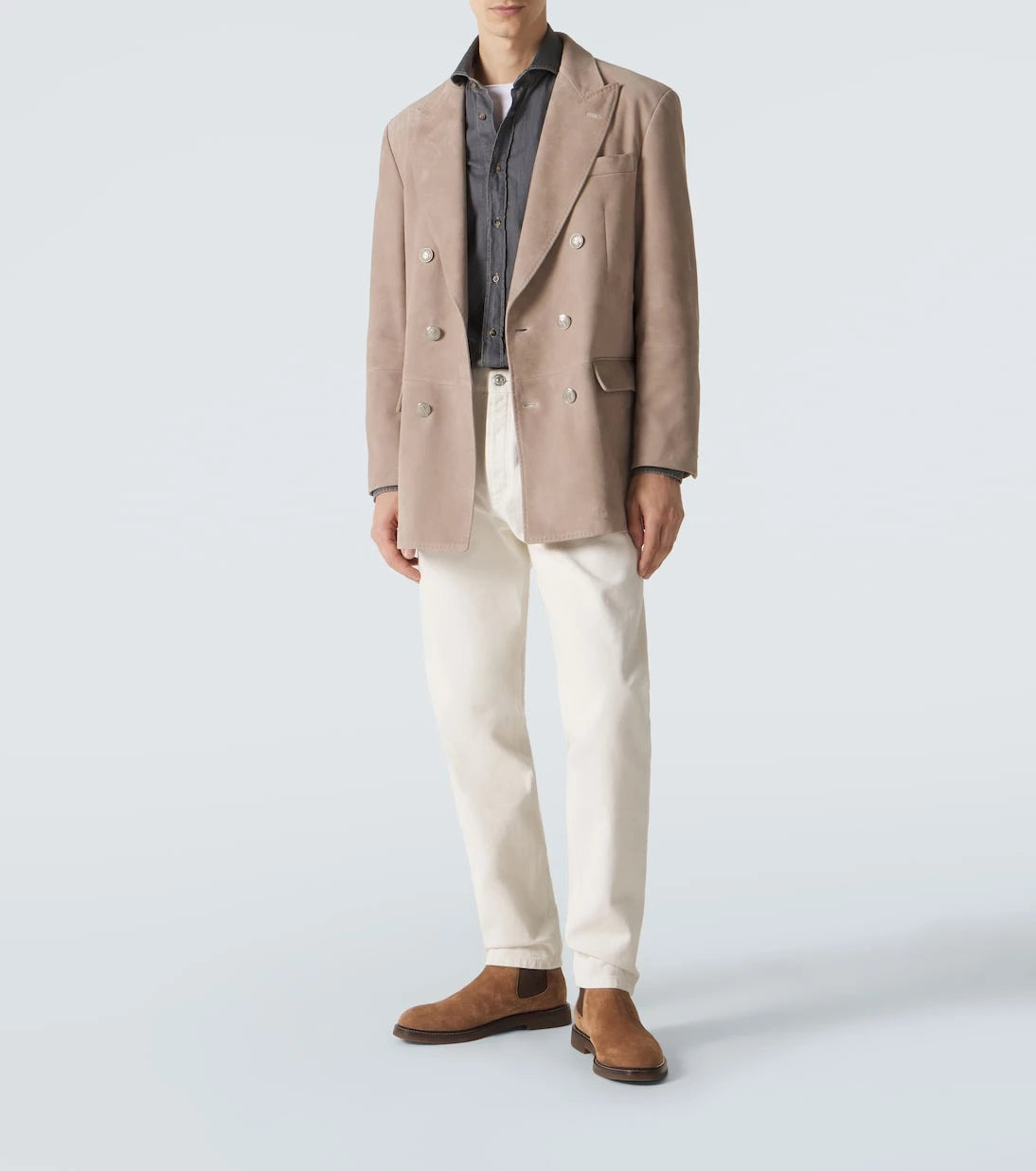 Brunello Cucinelli - Double-breasted suede blazer
