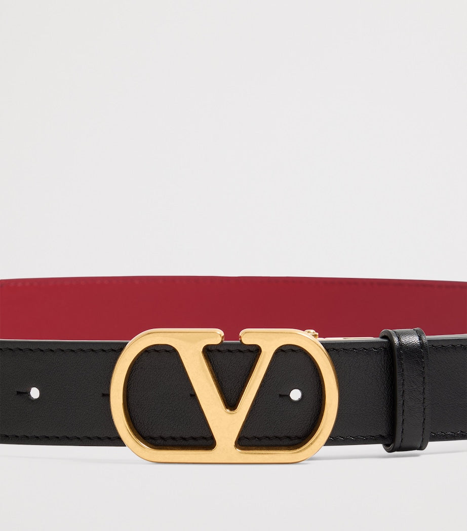 Valentino Garavani Black Reversible VLogo Signature Belt