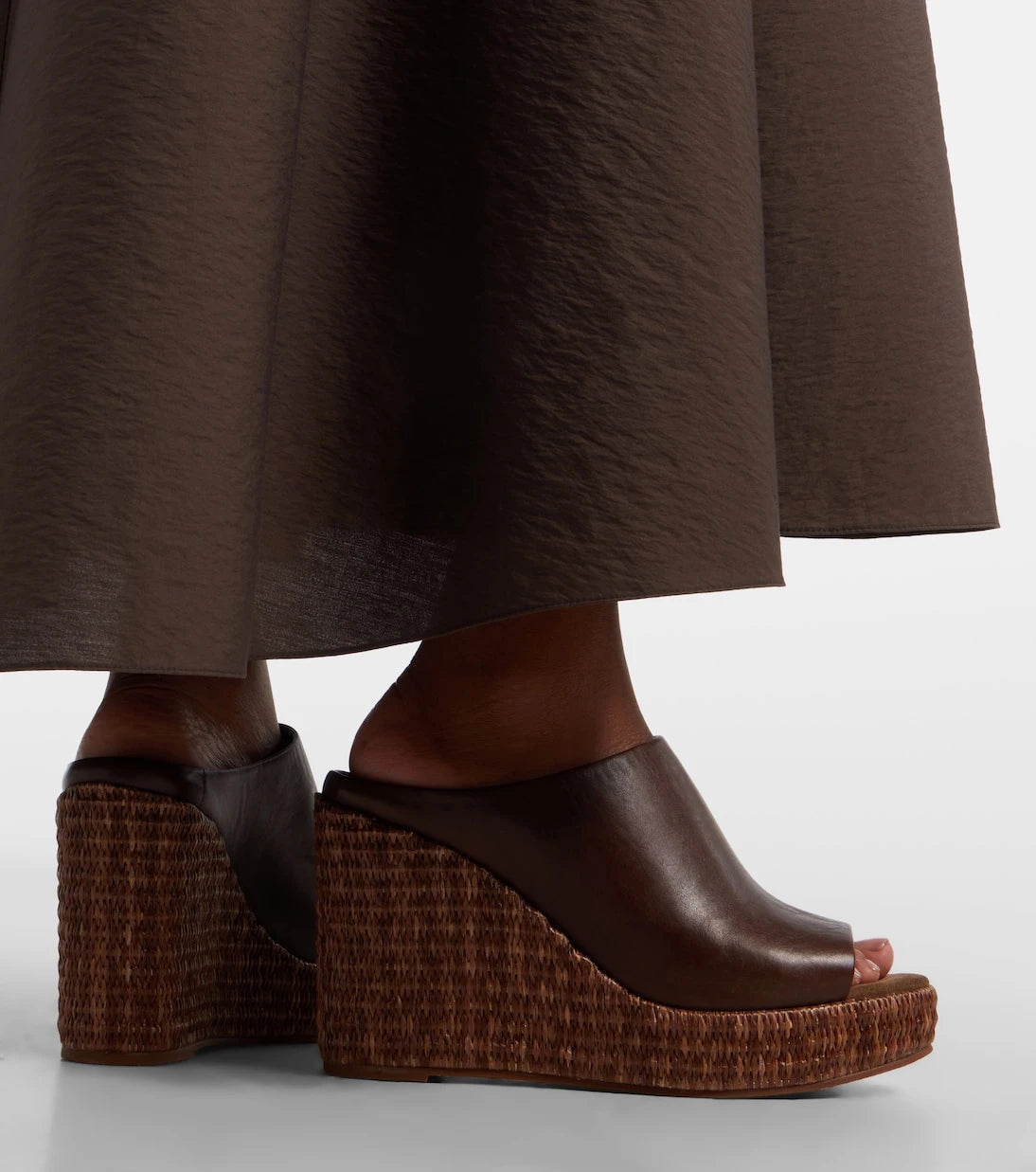Brunello Cucinelli - Leather espadrille wedges