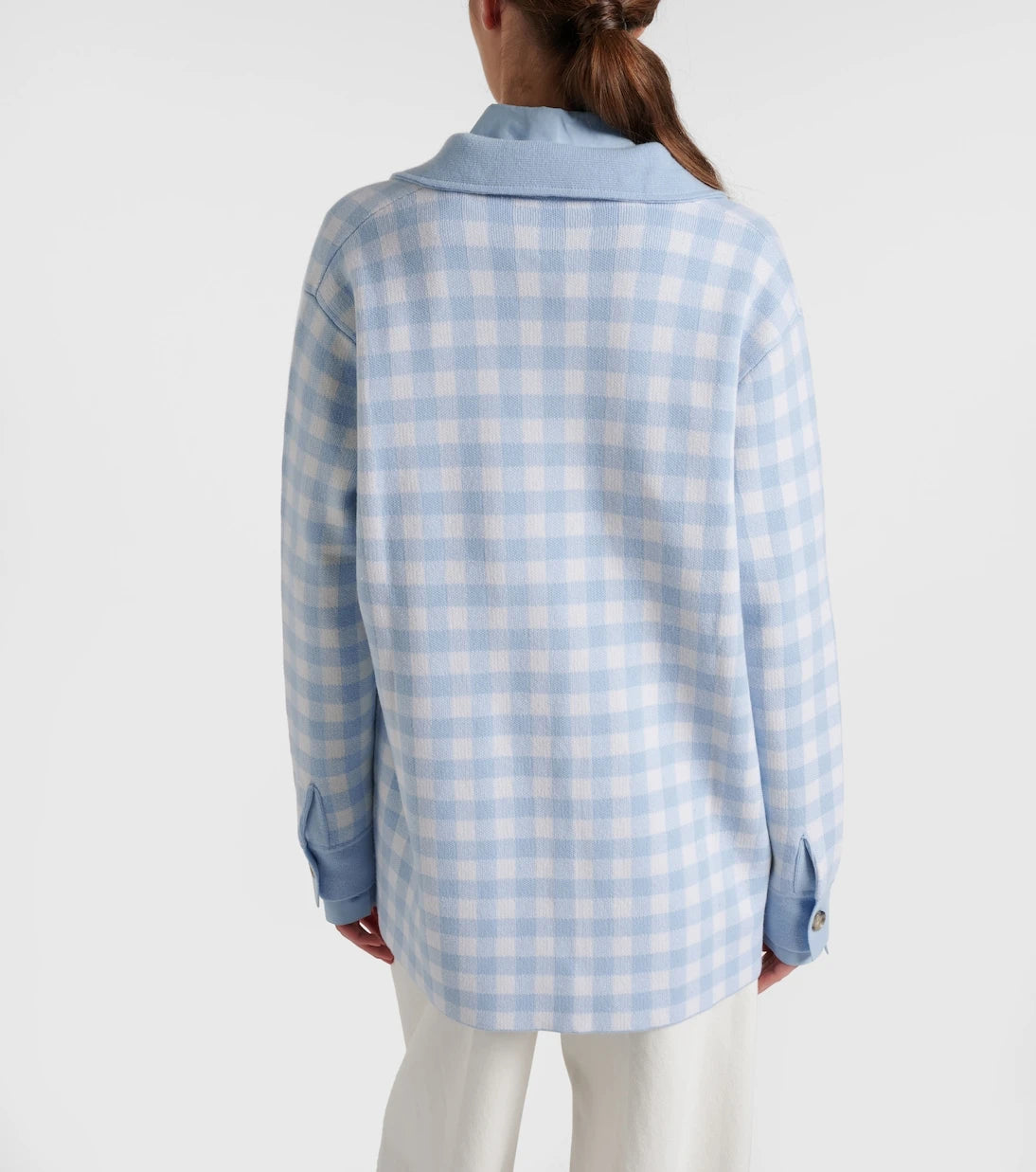 Jardin des Orangers - Gingham wool and cashmere cardigan