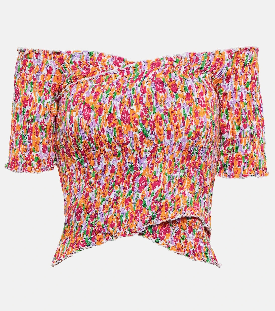 Poupette St Barth - Floral off-shoulder crop top