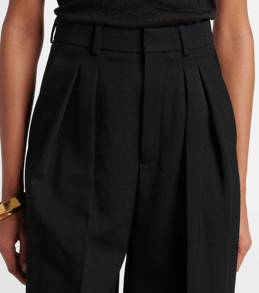 Saint Laurent - High-rise wool Grain De Poudre tuxedo pants