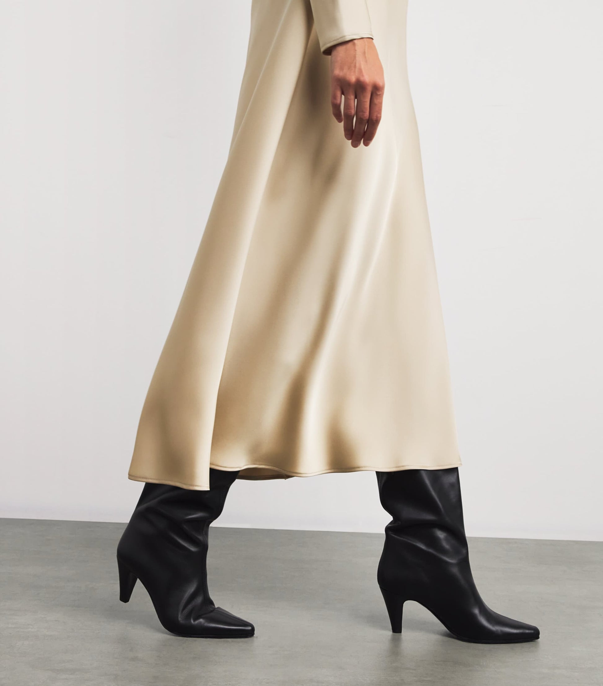 MAX&Co. Beige Satin Midi Dress