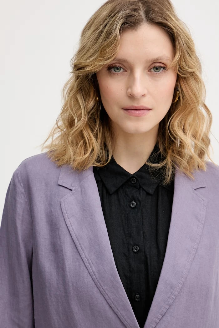 United Colors of Benetton tek düğmeli kadın keten blazer