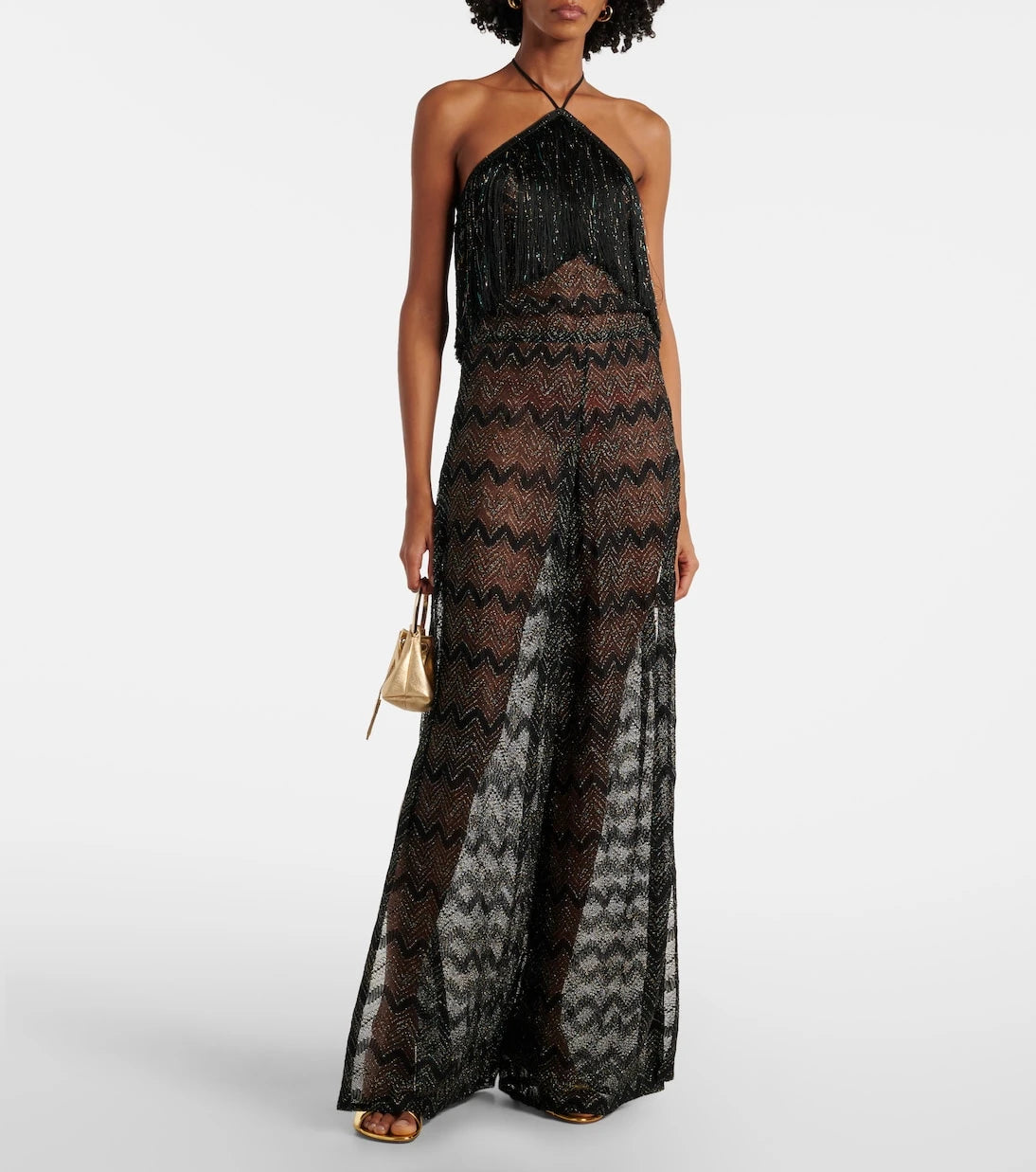 Missoni - Zigzag fringed lamé jumpsuit