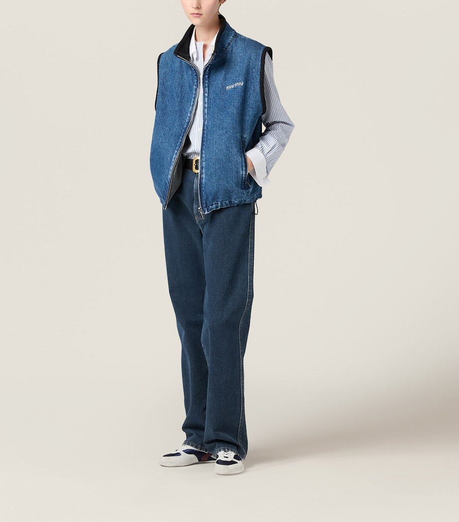 Miu Miu Blue Denim Logo Vest